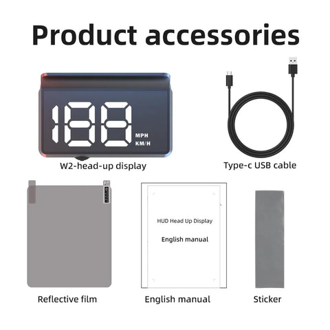 General Motors HUD Head Up Display USB Powered GPS Speedometer accessories including Type-C USB cable and user manual