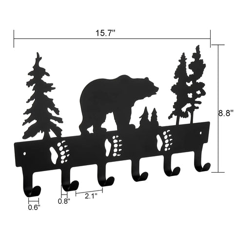 Metal Bear Coat Rack Wall Mount With Six Hooks For Hats Coats Towels Keys Bags And More Durable Black Finish Perfect For Entryway Hallway Bathroom Or Bedroom Must Have For Every Home.