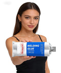Woman holding Heavy Duty Metal Glue Epoxy For Metal Plastic Aluminum Repair Beefy Steel Strong Bond Waterproof Heat And Oil Resistant 1.76oz