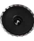 Close-up of 42mm Hole Saw Cutter Kit With 70mm Long HSS Twist Drill Bit Spring Loaded Design showing teeth and central bit