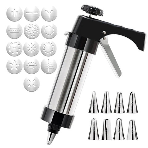 Stainless Steel Cookie Press Kit With 13 Discs And 8 Disc Set For DIY Baking Cookie Gun Press Tool Cake Decorating Kit Kitchen Gadgets