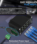 Heavy Duty 24V Passive PoE Switch With Eight Ports And Two SFP Slots Gigabit 10/100/1000Mbps DIN Rail Mount 24V Input