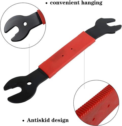 Double Sided Bicycle Pedal Wrench Set 15mm 16mm 17mm For Quick Pedal Removal Pro Grade Bike Wrench For Home Mechanics Comfortable Grip Durable Steel Tool For Easy Cycling Maintenance