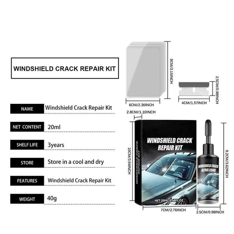 Windshield Crack Repair Kit For Chips And Cracks Professional Grade Glass Repair Liquid That Stops Crack Spread Instantly