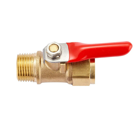 Heavy Duty Brass Mini Ball Valve with Red Handle, 3/8 NPT, Corrosion Resistant and Easy Install, Suitable for Tank Drain and Line Control