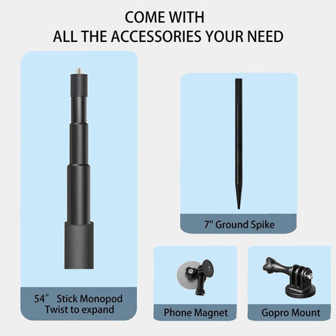Magnetic Golf Monopod Selfie Stick With Metal Ground Spike 52 Inch Adjustable MagSafe Compatible Phone Ultra Portable Swing Training Aid accessories