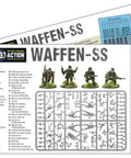 Sprue and instruction sheets for 30 Piece Mid To Late War Waffen-SS Grenadiers Plastic Miniatures For Bolt Action WW2 Tabletop War Gamers