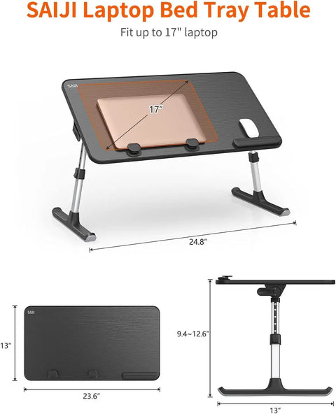 Adjustable Laptop Desk Tray For Bed And Couch Portable Folding Table With 5 Height Levels And 4 Tilt Angles fits laptops up to 17 inches