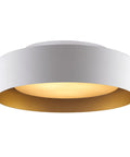Flush Mount Ceiling Light 15.7 Inch With Opal White Glass Shade, Matte White Aluminum Fixture For Bedroom, Dining Room, Kitchen, Hallway
