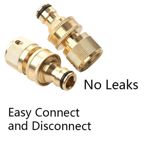 Solid Brass Garden Hose Quick Connector Kit, Three Quarter Inch GHT Threaded Couplings With Easy Install, No Leak Male And Female Fittings