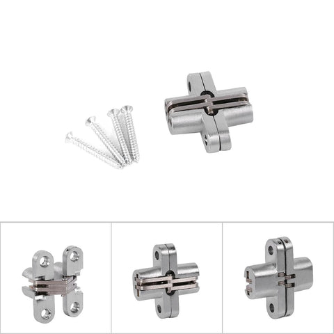 Hidden Hinge Zinc Alloy Invisible Folding Door Cross Hinge With 180 Degree Opening For Wardrobes And Folding Doors, Heavy Duty
