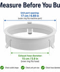 Easy Install 4 Position Snap Portable AC Exhaust Hose Connector With 6.69 Inch Outer Diameter And 5.9 Inch Inner Diameter Replacement Fits Old Version KYR35 KY25 JHS And Vissani Portable Air Conditioners, white ABS plastic connector with size guide