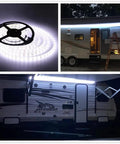 RV Awning Lights 16Ft 12V White LED Canopy Lighting on motorhome with waterproof exterior underglow kit