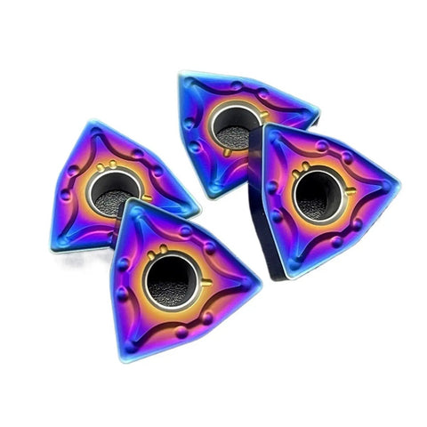 Top Tier 10Pcs Indexable Carbide Lathe Tool Set With WNMG080404 Blades, colorful hard alloy inserts for metal machining.