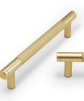 10 Pack 5 Inch Brushed Gold Knurled Cabinet Pulls For Kitchen Cabinets Drawers And Doors Durable Hardware Close-up View