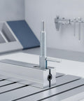 Heavy Duty Stainless Steel Indexing Plunger Pin With Spring Loaded L Handle Lock Down Bracket securing machine fixture.