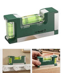 Compact Magnetic Bubble Level 83mm Accuracy for spirit Level for Woodworking Plumbing Metal Surfaces Silver in green color design.