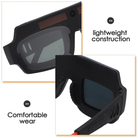 Close-up of Auto Darkening Welding Safety Glasses PC Wraparound design showing lightweight construction and comfortable wear.