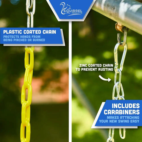Heavy Duty Strap Swing Seat With Carabiners For Easy Install, Replacement Swing Seat For Outdoor Playsets And Jungle Gyms, chain detail