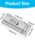 Two Pack Locks Down Tight Bathroom Stall Door Latch With 4 Inch Stainless Steel Slide Bolt Lock For Internal Doors Rust Resistant dimensions image.
