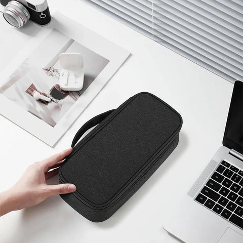 Waterproof Tech Organizer Pouch For Cables Chargers Earbuds And Phone Travel Ready All In One Carry Case With Removable Dividers
