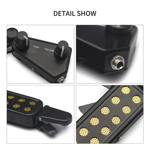 Soundhole Magnetic Pickup With Volume And Tone Controls For Acoustic Guitars, 12 Hole Transducer Kit detail