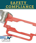 Must Have King Pin Wear Gauge For Trailers 2 Inch And 3.5 Inch Aluminum Alloy Tool With Handle Detect SAE J700 And J848 Kingpins, Easy 360 Degree Spin To Check Pin Wear On Level Ground, Built Tough For Real Trailer Work. Red aluminum trailer kingpin wear gauge with handle and FMCSA safety compliance
