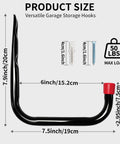 Top Tier Heavy Duty Steel Garage Hooks Wall Mounted Tool Storage Rack For Ladders Bikes And Yard Gear size dimensions 7.9x7.5 inches