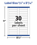 Top Shelf File Folder Labels Featuring Trueblock Coverage And Relentless Permanent Adhesive Engineered For Laser And Inkjet Printers Bulk white sheets showing 30 labels per sheet and size.