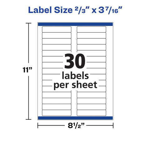 Top Shelf File Folder Labels Featuring Trueblock Coverage And Relentless Permanent Adhesive Engineered For Laser And Inkjet Printers Bulk white sheets showing 30 labels per sheet and size.