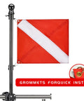20 X 24 Inch Dive Flag With Removable Stiffening Pole For Scuba Diving Freediving And Spearfishing Red And White Diver Down Boat Flag US Legal Size