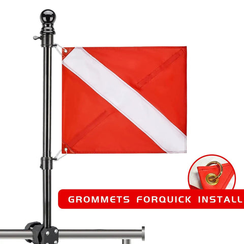 20 X 24 Inch Dive Flag With Removable Stiffening Pole For Scuba Diving Freediving And Spearfishing Red And White Diver Down Boat Flag US Legal Size