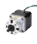 Stepper motor with 5:1 planetary gearbox, NEMA 17, black body, silver front plate, red/green/blue wires
