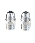 2-pack chrome-plated hydraulic hose adapters, 3/8 in JIC 37° male to 3/8 in NPT male, straight
