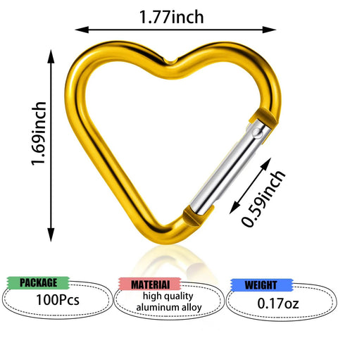 Heart Shape Keychain Clips Multipack Aluminum Alloy Carabiner Hooks For Outdoor Gear Spring Snap Hook Keychain Clips