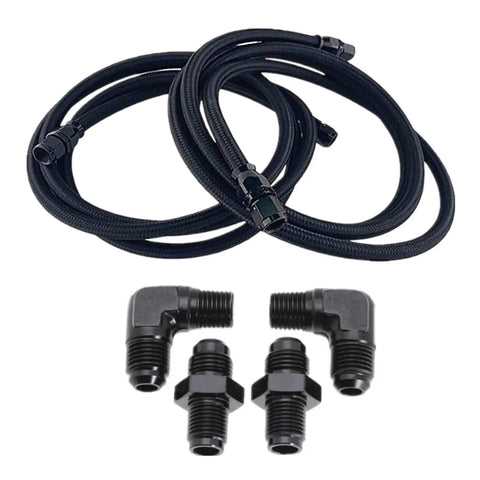 Beefed-Up 6AN PTFE Transmission Cooler Lines Kit For 4L60, 700R4, TH350, TH400, CBC350, 7ft nylon and stainless braided hoses