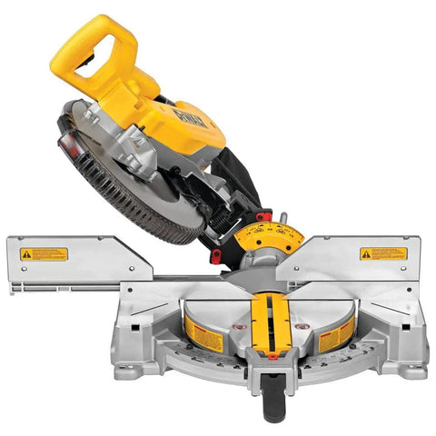 Miter Saw With Double Bevel And Compound 12 Inch Blade 15 Amp Power For Real Worksite Tough Precision Cuts Crown Molding And Base Moldings Tall Sliding Fences Support Six And Five Eighths Inch Crown And Six And Half Inch Base DWS716