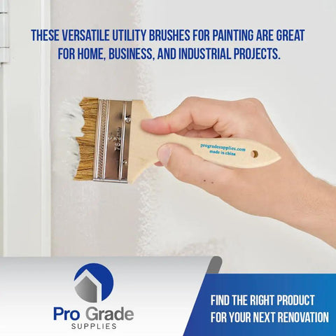 Hand using Chip Paint Brushes 24 Pack, 3 Inch Wide Disposable Paint Brushes With All Natural China Bristles And Solid Wood Handles