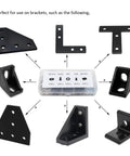 Image of bracket pieces surrounding the organized clear case from the 200 Piece 2020 Aluminum Extrusion Hardware Kit with M5 T Slot Nuts Bolts.