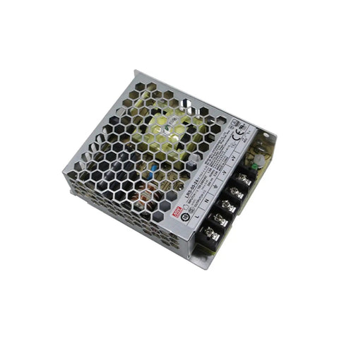 Top Tier 50W 24V Switching Power Supply Runs Rock Solid In An Ultra Flat 1U Tray with honeycomb casing for heat dissipation.