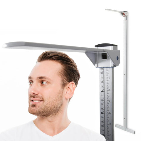 Professional Wall Mounted Stadiometer With Pro Grade Telescopic Metal Height Rod MR-230, Precise Height Measurement Tool For Clinics, Up To 90 Inches, Footpiece Positioner, Durable Medical Grade, wall-mounted height rod with headpiece