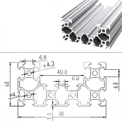 4080U Aluminum Extrusion Profile V Type Slot Frame Rail for 3D Printers and Engraving Machines Heavy Duty Pro Grade DIY 350mm