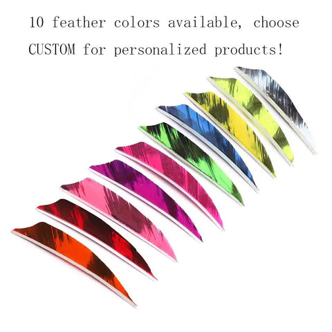Array of 10 colored fletchings for Six Piece 28 Inch 800 Spine Arrow Set With Removable Tips For Target Practice And Hunting