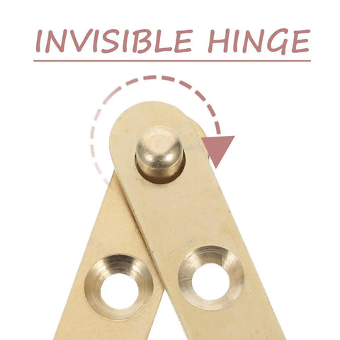 Close-up of Copper Invisible Door Hinges 2 Pairs 360 Degree Pivot Concealed Hidden Hinges with gold finish and visible pivot point.