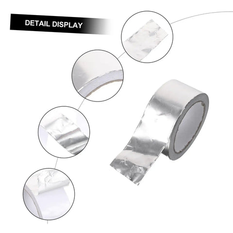 Leak Proof Repair Tape For Outdoor And Indoor Use Waterproof Sealant Tape For Roofs Pipes Pots Buckets Radiators And More Quick Patch Job Heavy Duty Seam Tape, close-up view of silver roll.