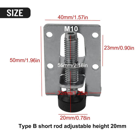 Rock Solid Steel Adjustable Leveling Feet For Furniture Stabilization Lets Tables Cabinets And Shelves Sit Flush Eliminate Wobble Precise Height Control Floor Safe Anti Wobble Feet For Uneven Floors Heavy Duty Support, M10 dimensions shown