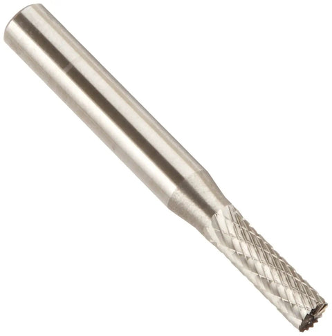 SB-14 Carbide Burr Rotary File Cylindrical End-Cut Double Cut For Die Grinder 3/16 Inch Diameter 5/8 Inch Cut Length 1/4 Inch Shank 2 Inch Overall Length DUL Series