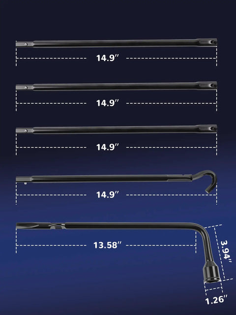 Spare Tire Tool Kit With Jack Handle And Lug Wrench For Ram 1500 And Gladiator 2003 To 2021 Heavy Duty Alloy Steel Dimensions