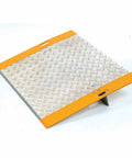 Rugged As Nails Aluminum Dock Plate providing grippy traction for hauling forklifts and cargo over curb ramps with zero sweat at three thousand three hundred fifty pound capacity.