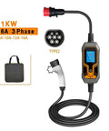 Portable Type 2 EV Charger 11KW 16A 3 Phase Heavy Duty EVSE with cable and display for fast charging.